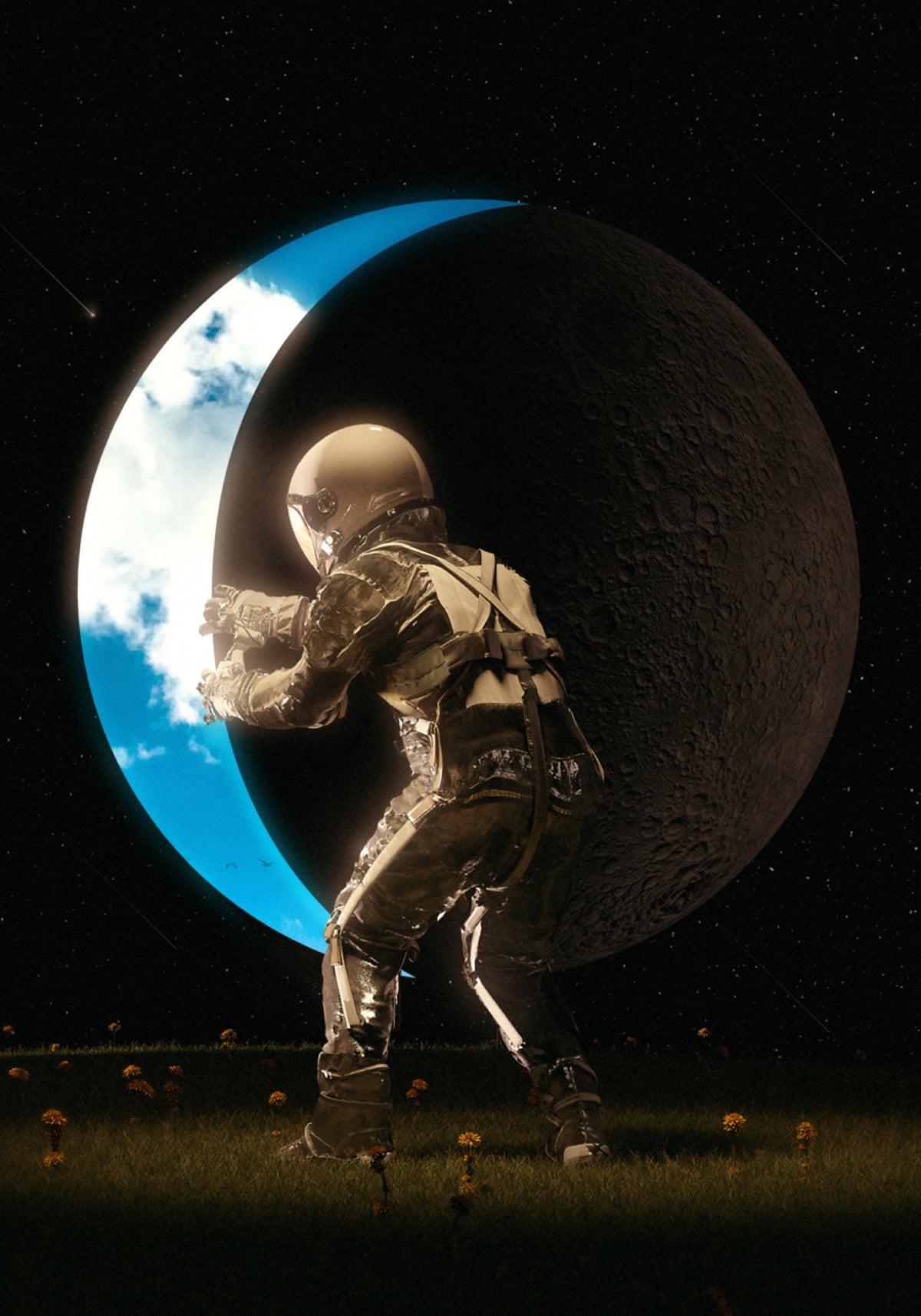 Astronaut držící Měsíc