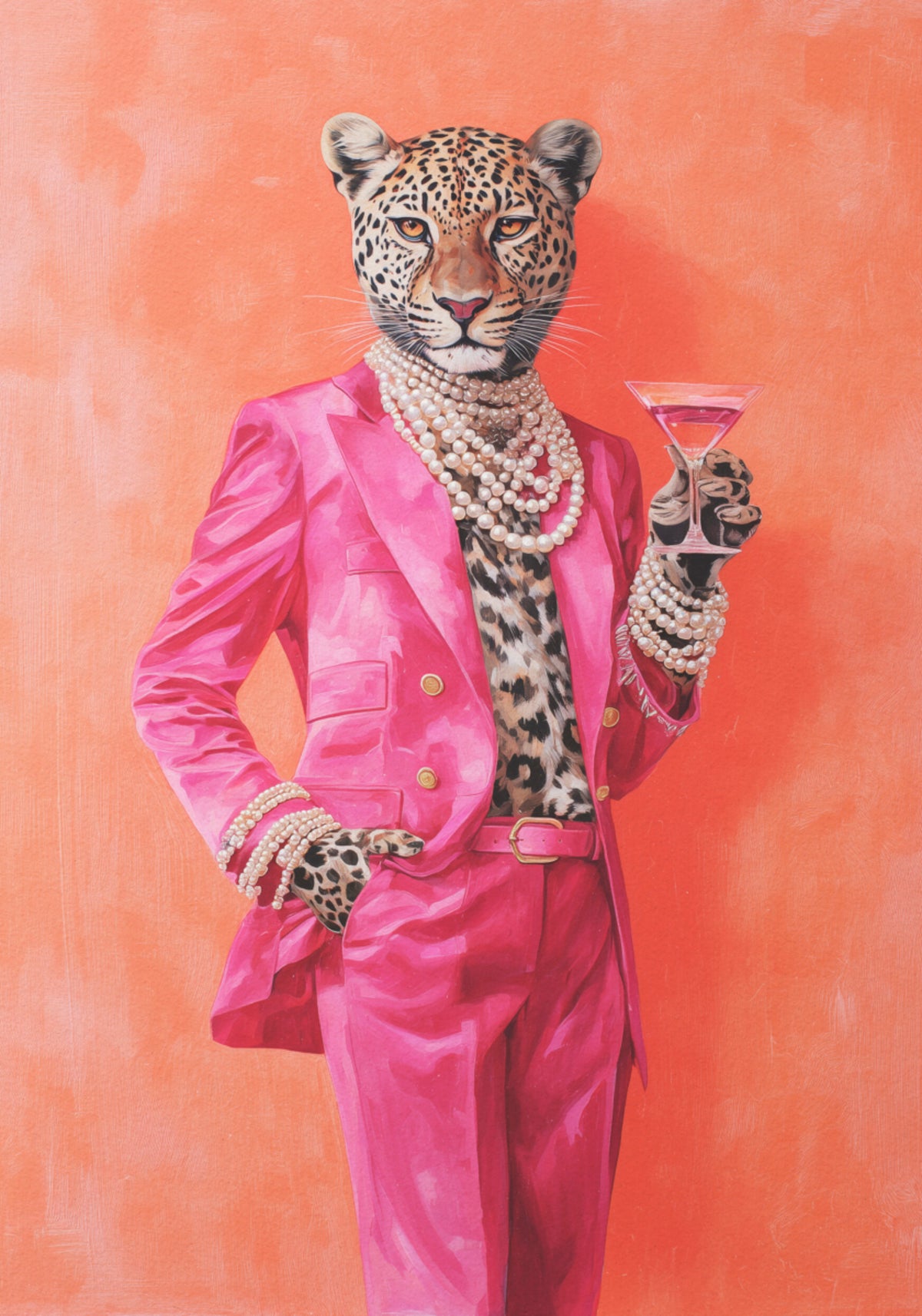 Leopardí růžový oblek Martini