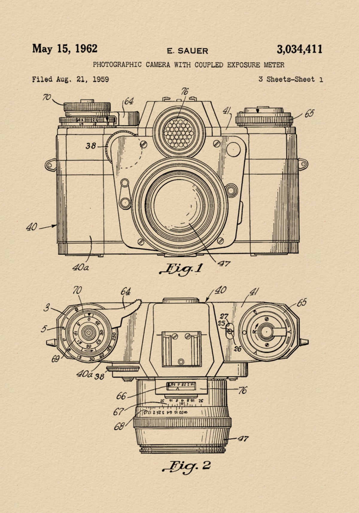 Vintage fotoaparát patent výkresu