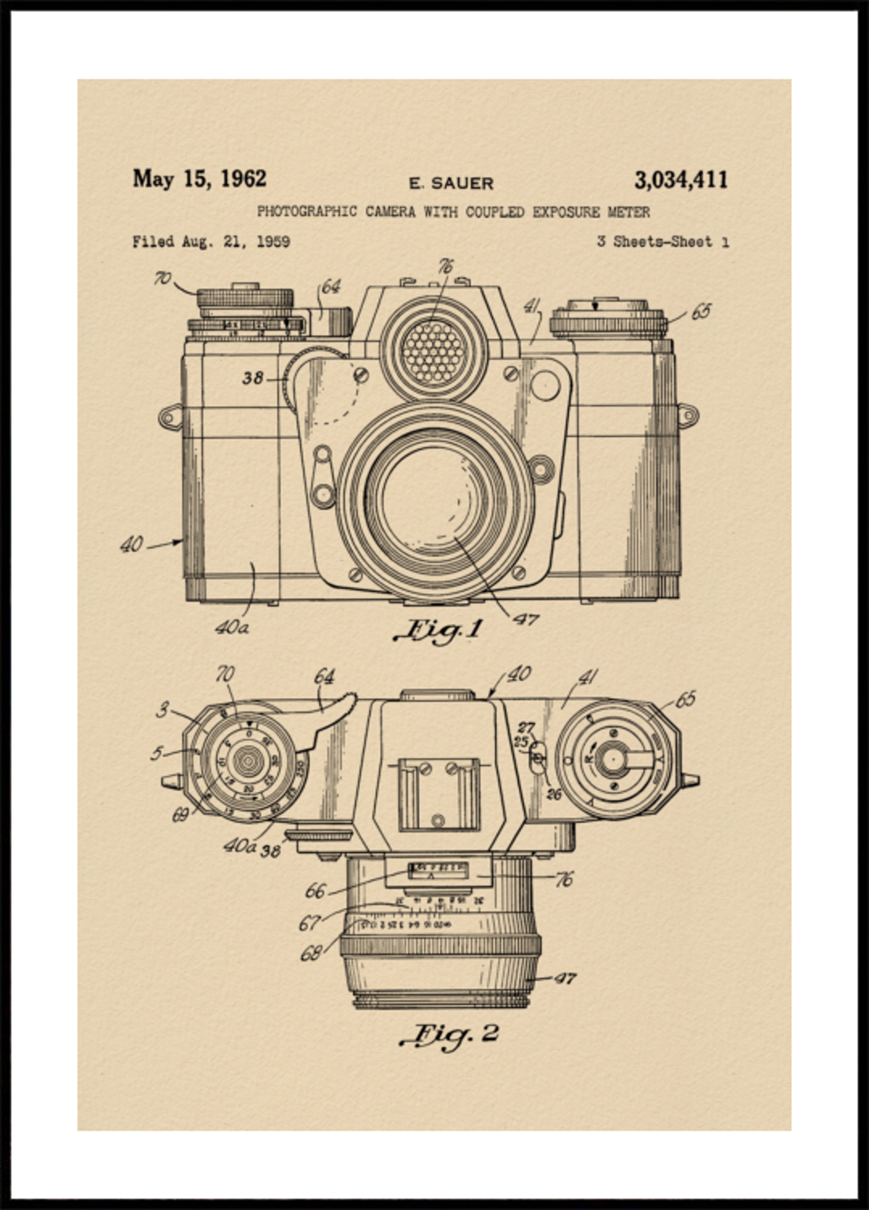 Vintage fotoaparát patent výkresu