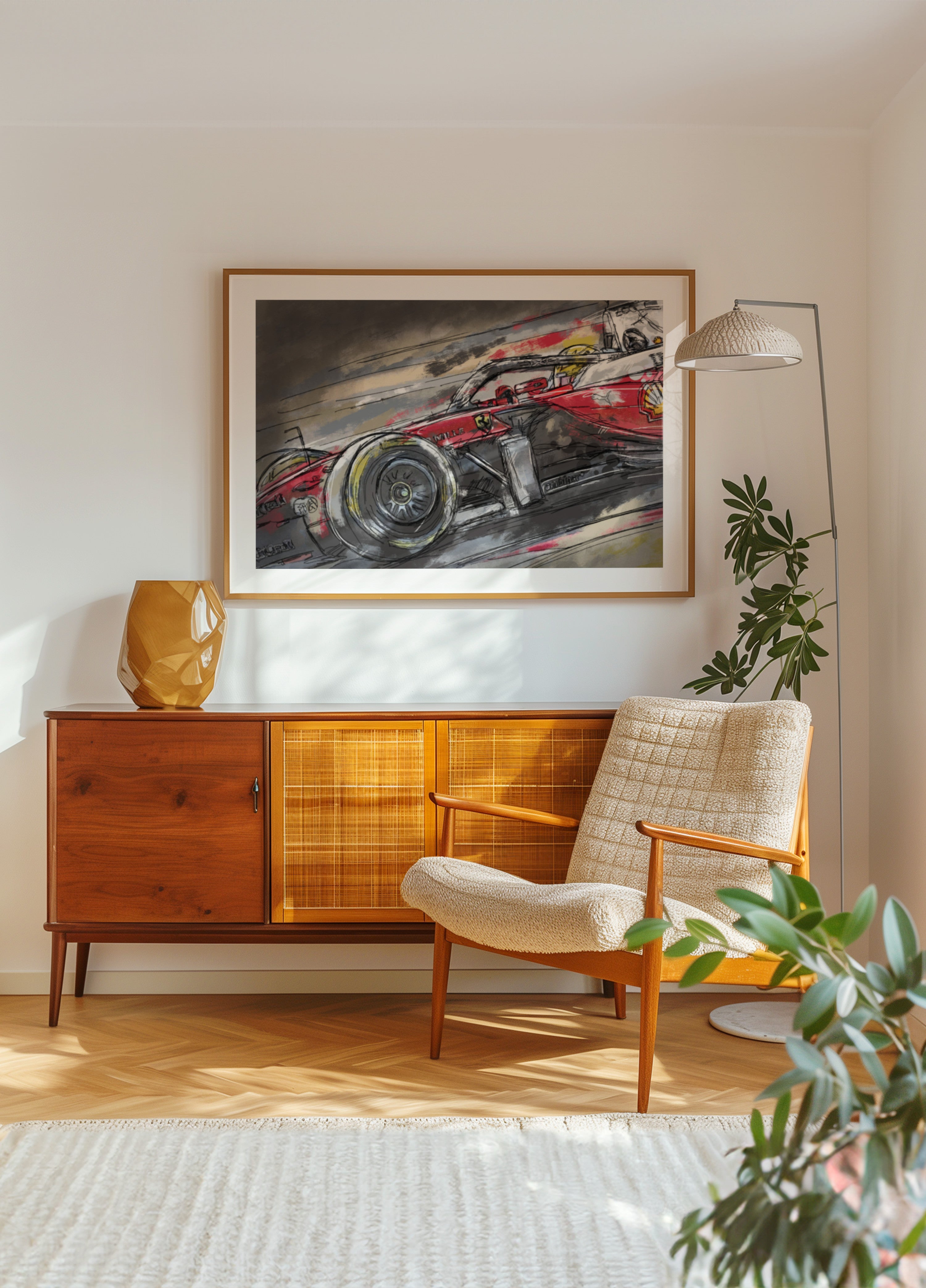 Červené závodní auto skica