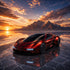 Vibrant Sunset Sports Car - Posterbox