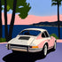 Pink Classic Car Sunset - Posterbox