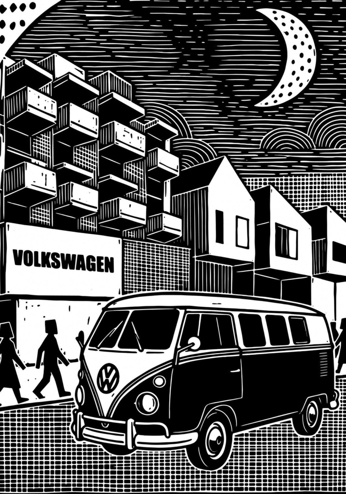 Vintage Van City Night