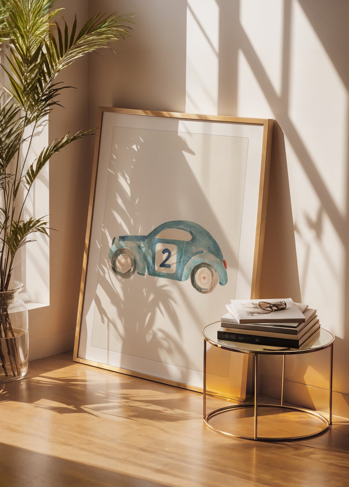 Roztomilé modré závodní auto