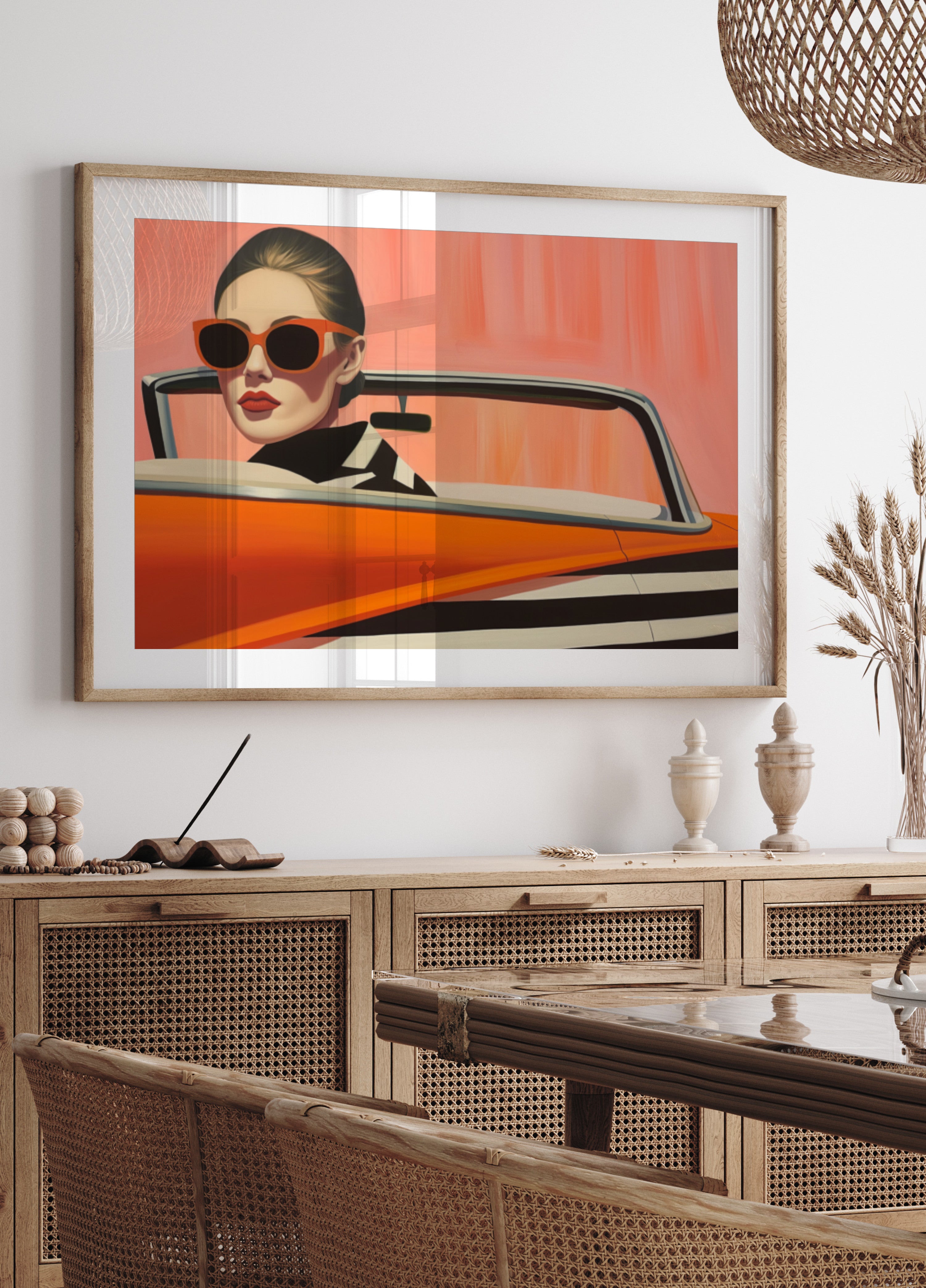 Stylová žena oranžové auto