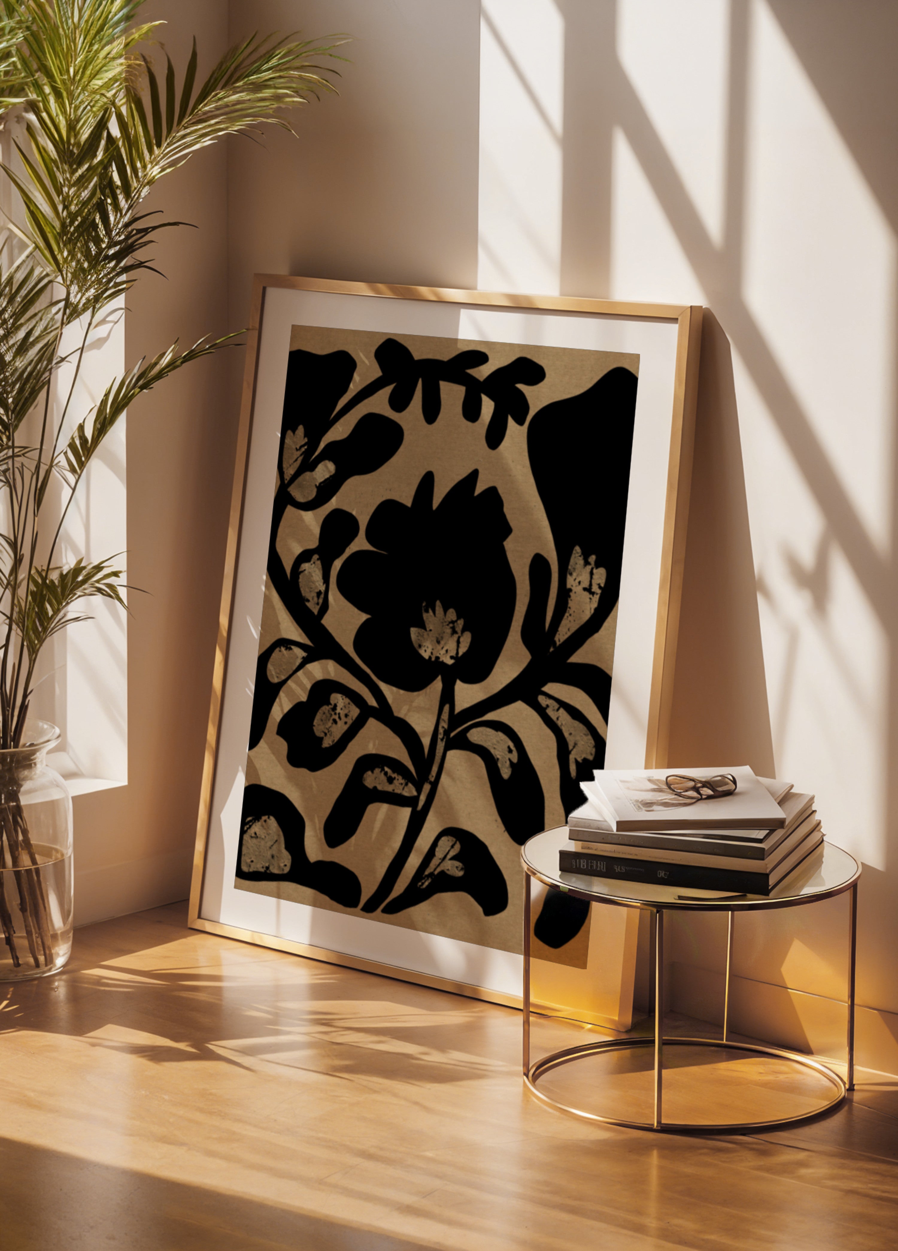 Černá botanická silueta