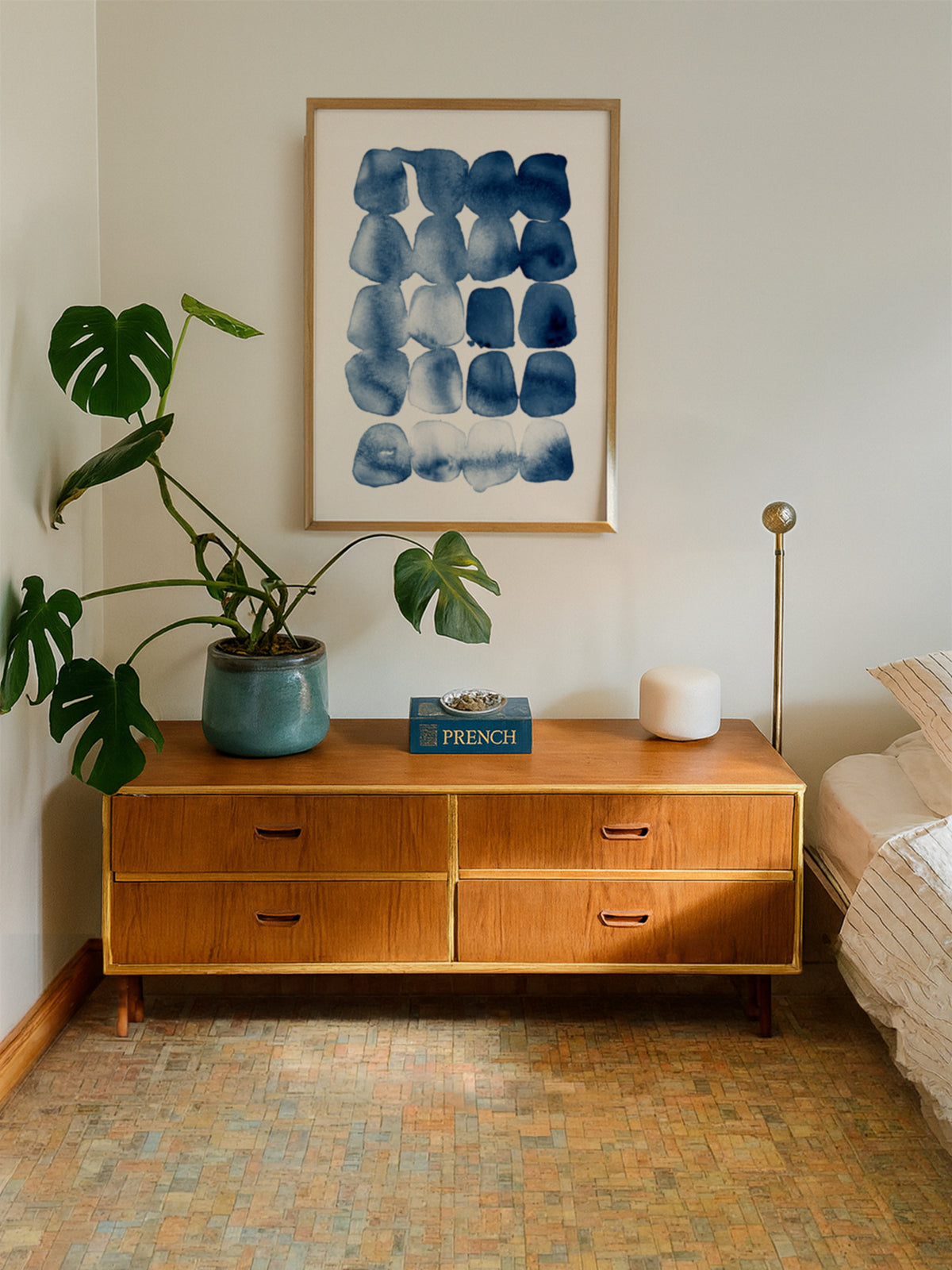 Indigo akvarel tvary