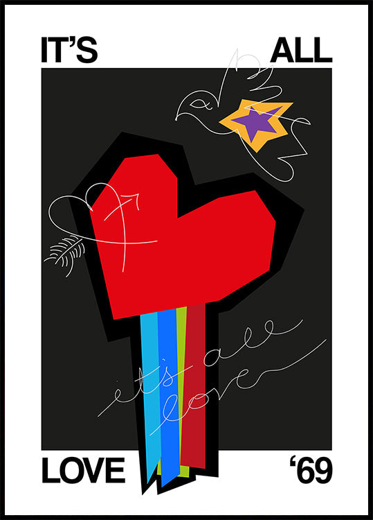 It's All Love Heart Grey Plakat