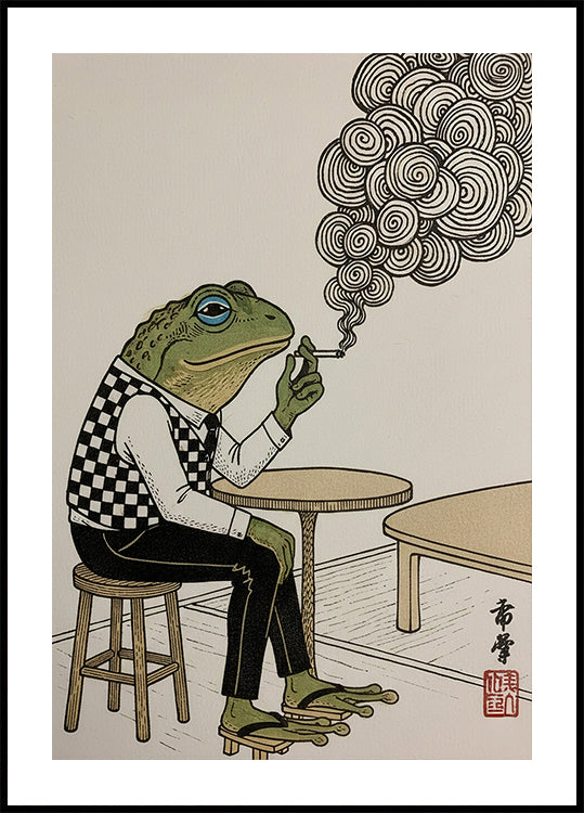 Smoking Frog Thoughts Poster - Posterbox