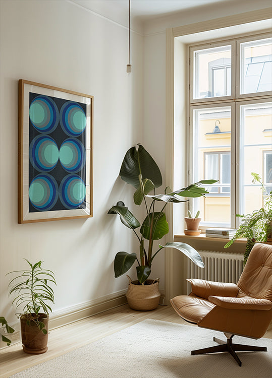 Retro Gradient Circles Aqua Blue (NEW) - Posterbox