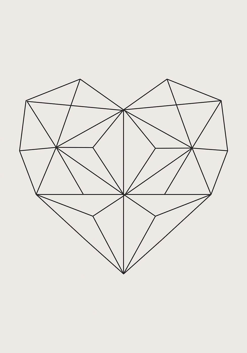 Abstraktní geometrické srdce plakát 