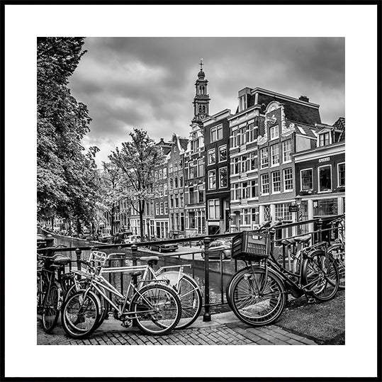AMSTERDAM Flower Canal black & white Poster - Posterbox