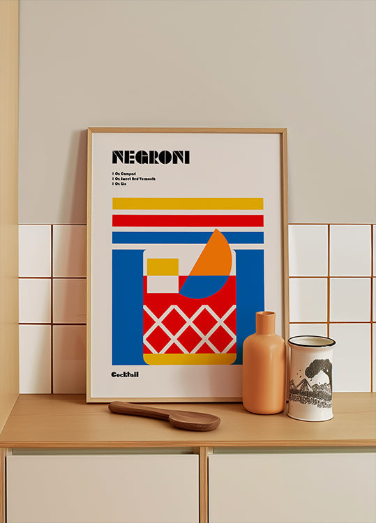 Koktejlový plakát Negroni Bauhaus
