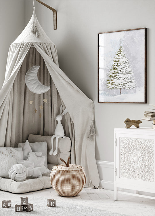 Plakát Lone jedle ve sněhu