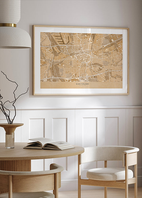 Sepia vintage mapa Dortmundu v Německu (NOVINKA)