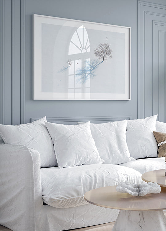 Plakát Stíny stromů a ptáci