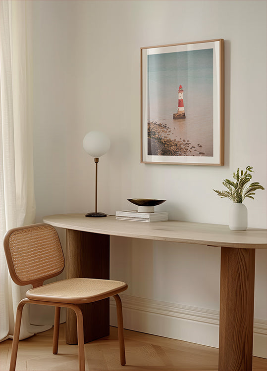 Beachy head lighthouse in England - summer nostalgic travel photography Plakat - Posterbox