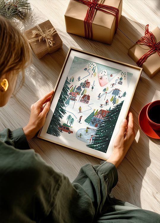 Nordic Skiing in the mountains at Christmas Plakat