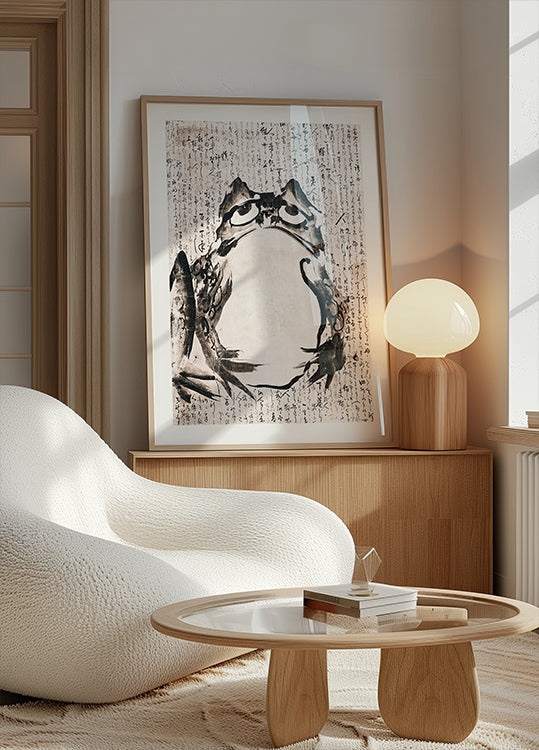 Japonská žába (konec 18. 19. století) Vintage inkoust a barva na papírovém plakátu