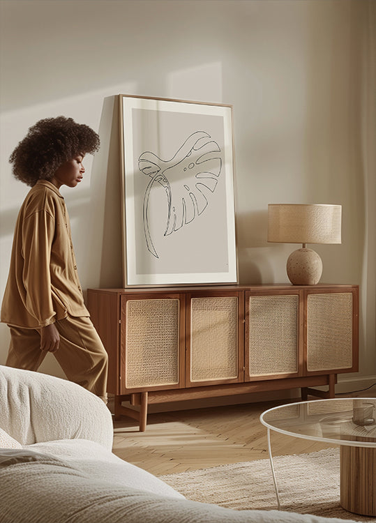 Monstera Bent Béžový plakát