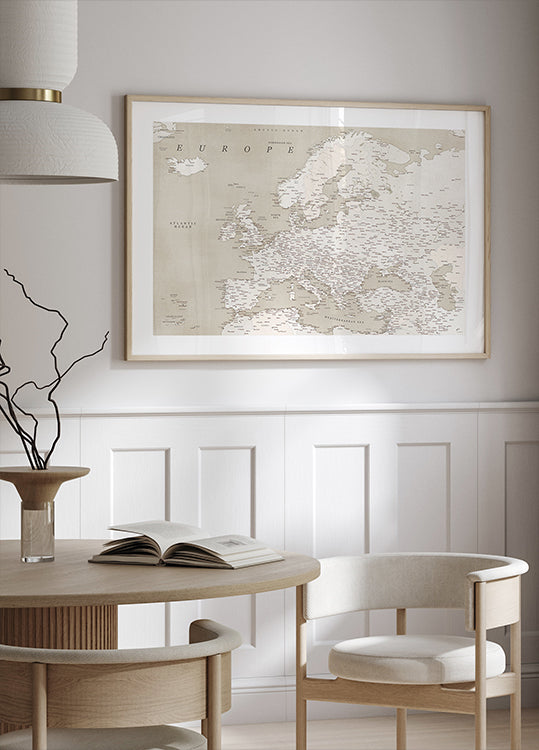 Vintage vypadající podrobná mapa Evropy (NOVINKA)