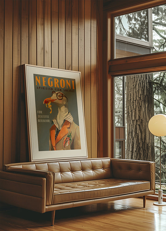 Vintage Art Deco Negroni Efektního Plakátu Racek