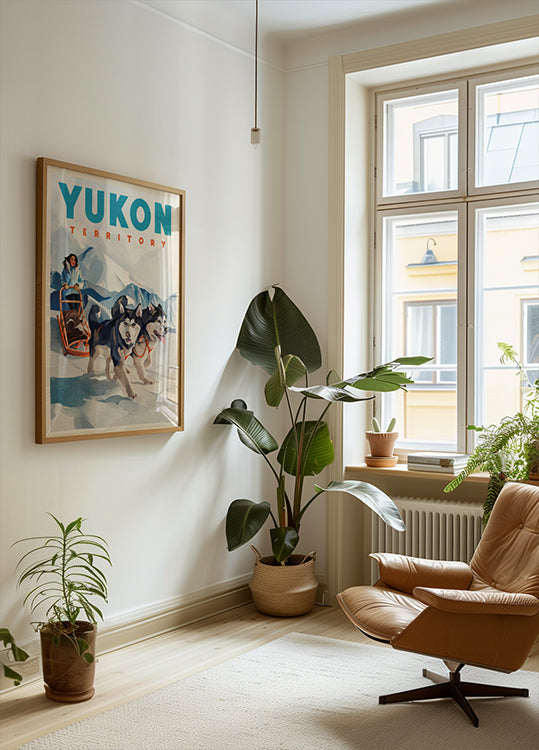 Cestovní plakát psích spřežení na území Yukonu