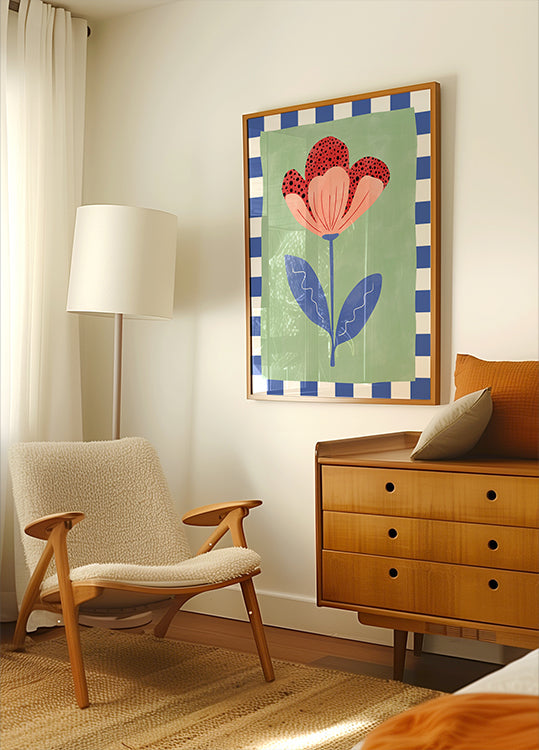 Stylizovaný Květ S červenými Okvětními Lístky A černými Tečkami Plakát