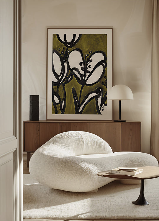 Květinové S Tulipány V Mechově Zeleném Plakátu