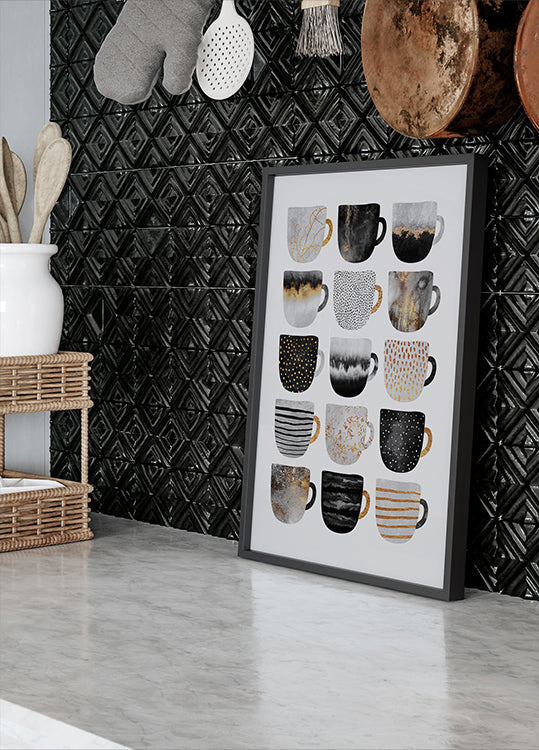 Krásné šálky na kávu plakát