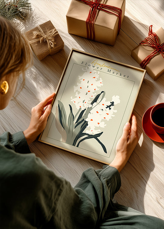 Květinový trh Amsterdam Hyacint plakát