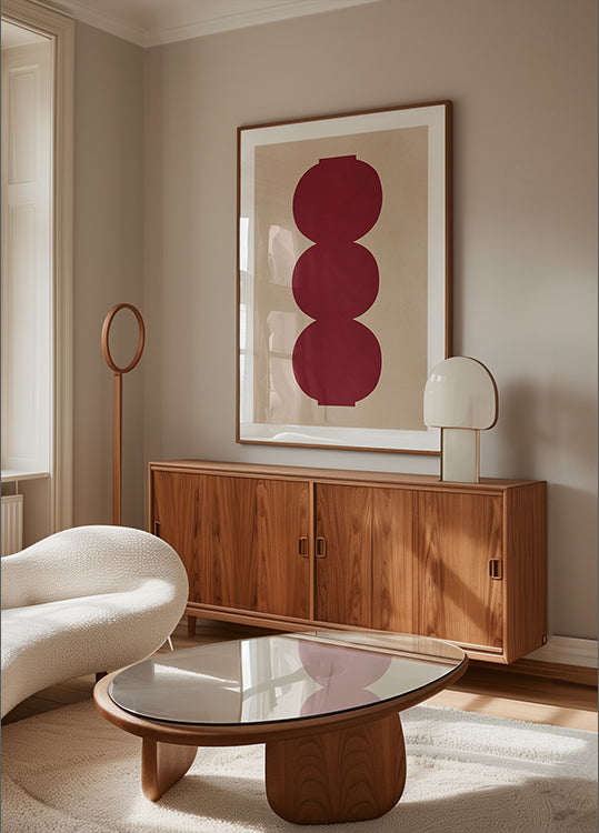 Plakát karmínové symetrické tvary