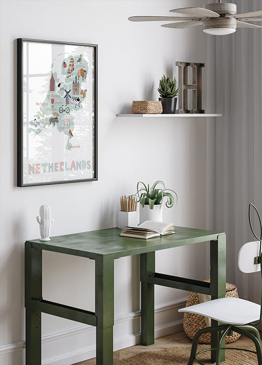 Nizozemsko ilustrace od umělkyně Carla Daly Poster