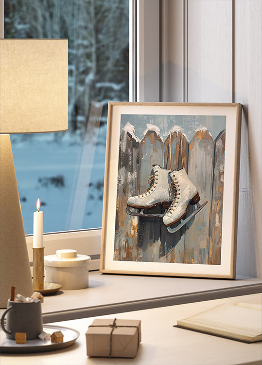Plakát Schlittschuhe am Zaun