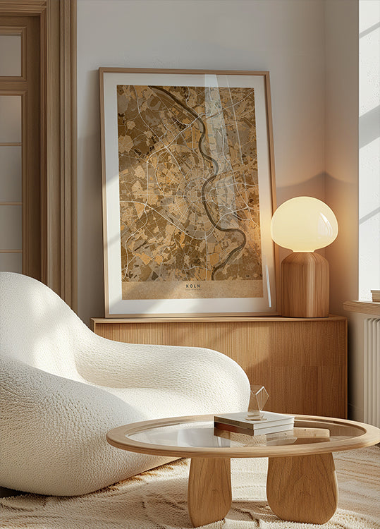 Sepia vintage mapa Kolína nad Rýnem Německo (NOVINKA)