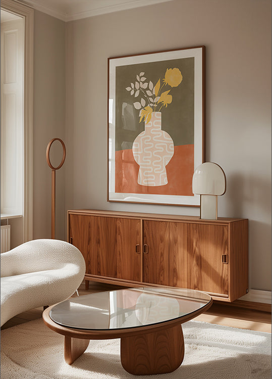 Stylizovaná Váza S Bílými Vzory Plakát