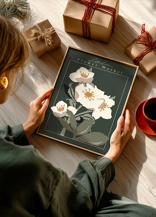 Květinový trh Londýn čemeřice plakát