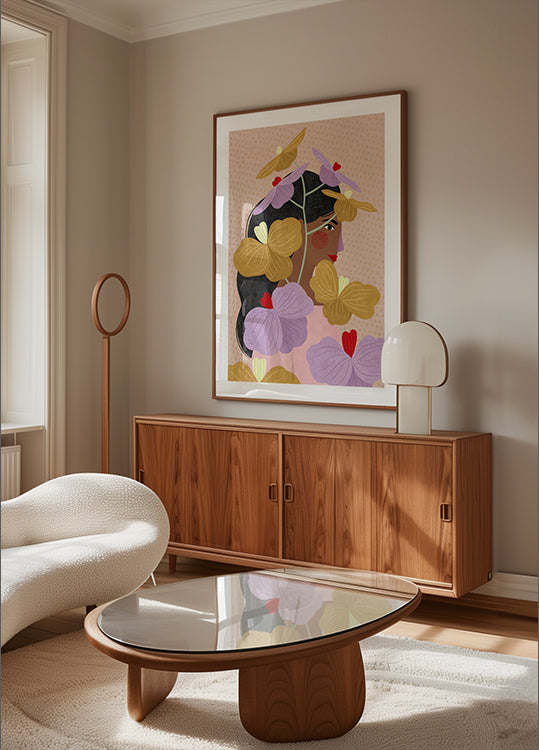 Skrytý Za žluté Fialové Květiny Plakát