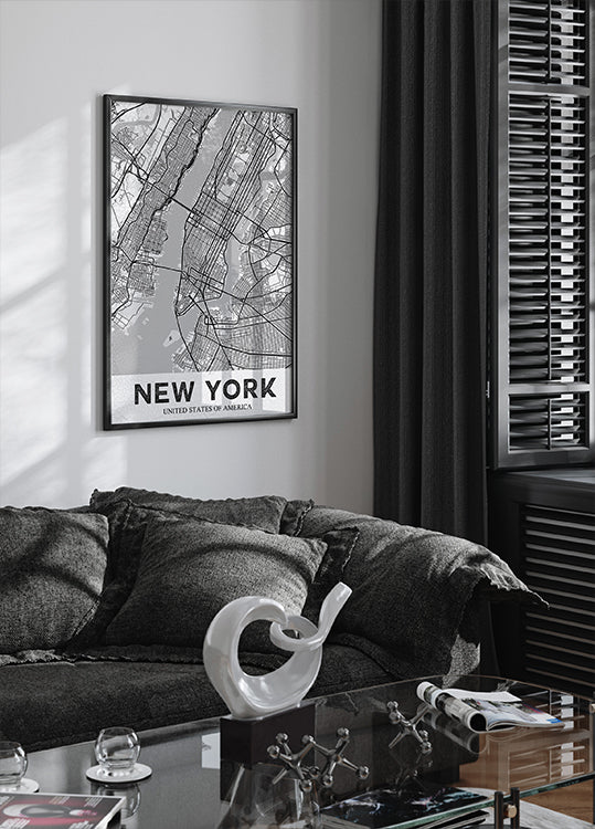 New York bílý plakát