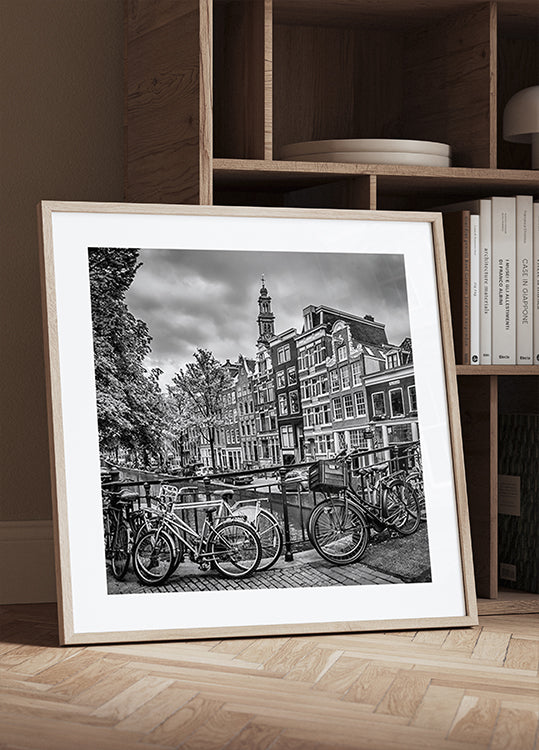 AMSTERDAM Flower Canal black & white Poster