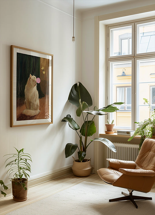 Žvýkačka a plakát pro kočky