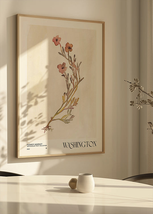 Kolekce akvarelového tisku. Květinový trh - Washington
