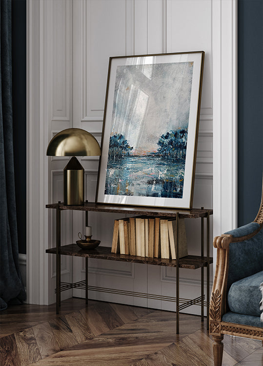 Zimní modrý plakát