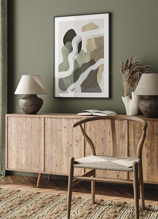 Abstraktní zelené formy plakát