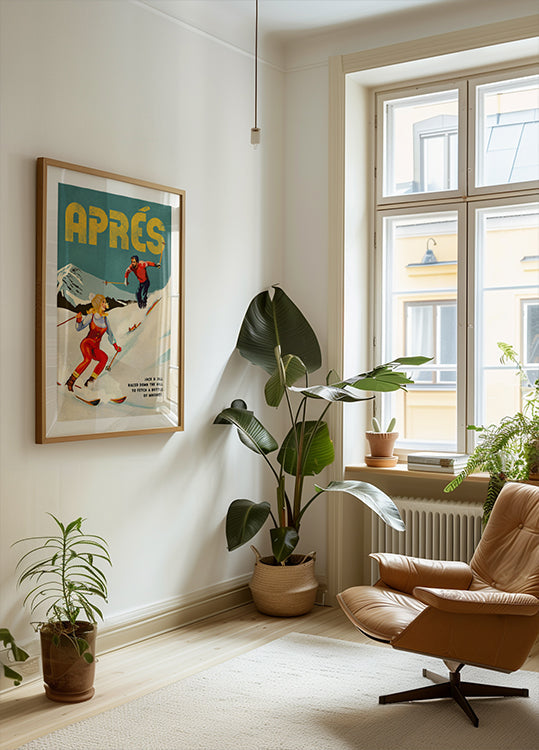 Vintage Pin Up Apres Whisky Lyžařský plakát