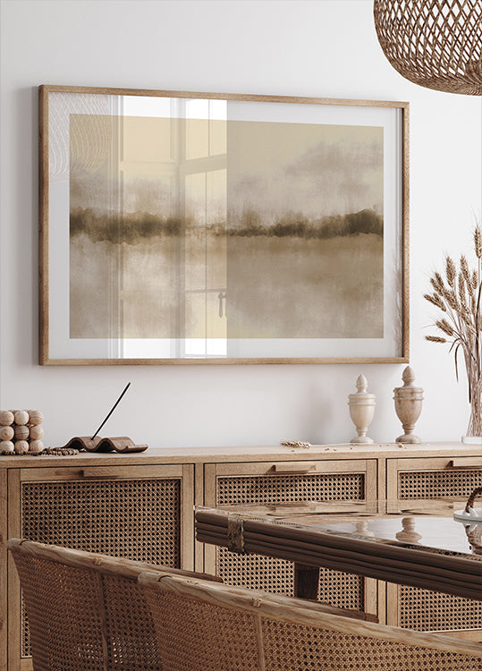 Abstraktní krajina v neutrálních hnědých plakát