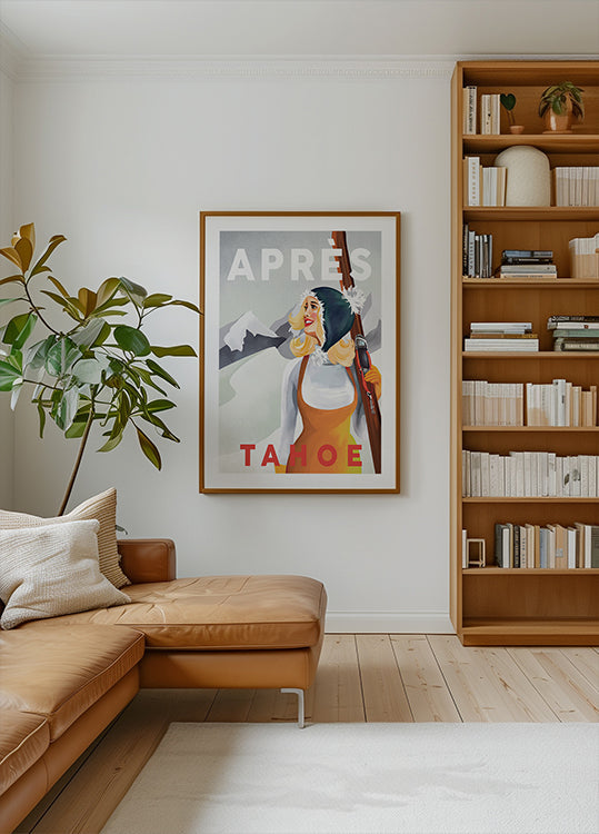 Apres Ski Lake Tahoe Vintage Pin Up Art Plakát