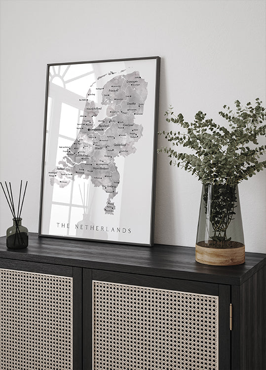 Gray map of the Netherlands Plakat
