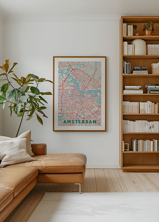 Retro Map   Amsterdam Plakat